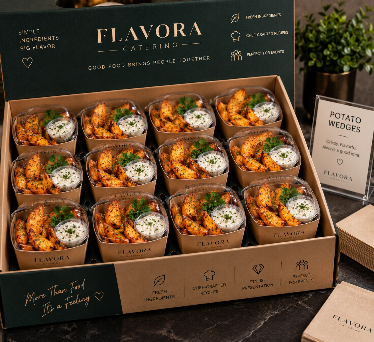 FLAVORA Potato Wedges Individual Servings Box